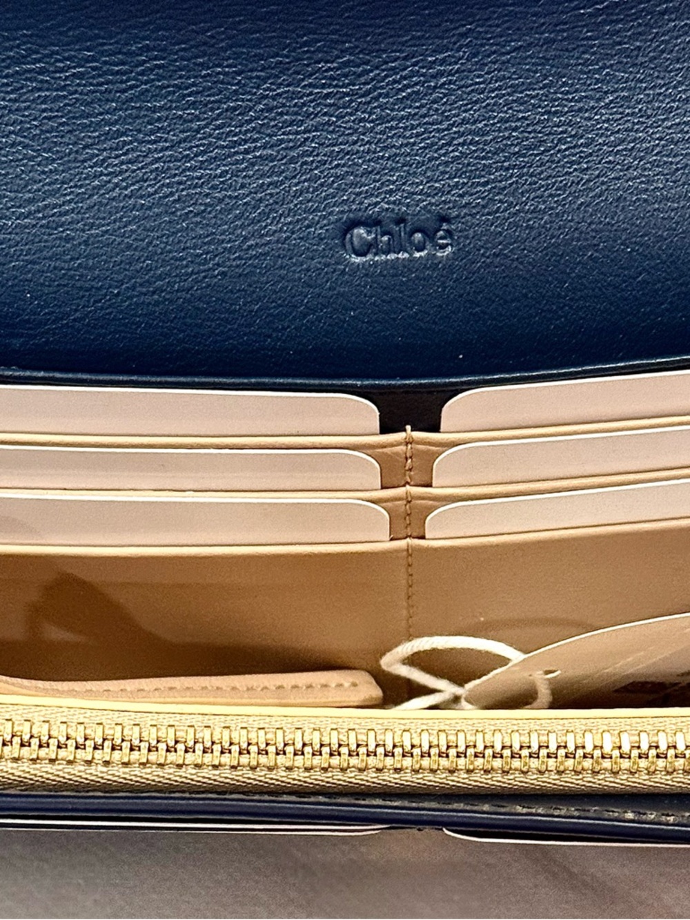 NWT Chloé Vick Long Flap Wallet in a Dark Blue Leather - Picture 4 of 9